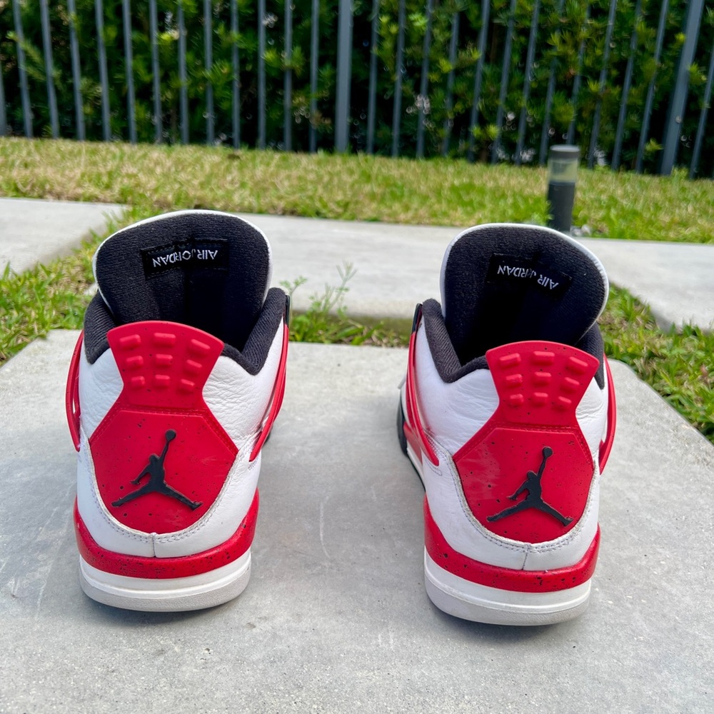 Nike Air Jordan 4 White Red Black Sneakers {Preowned} - Picture 4 of 6